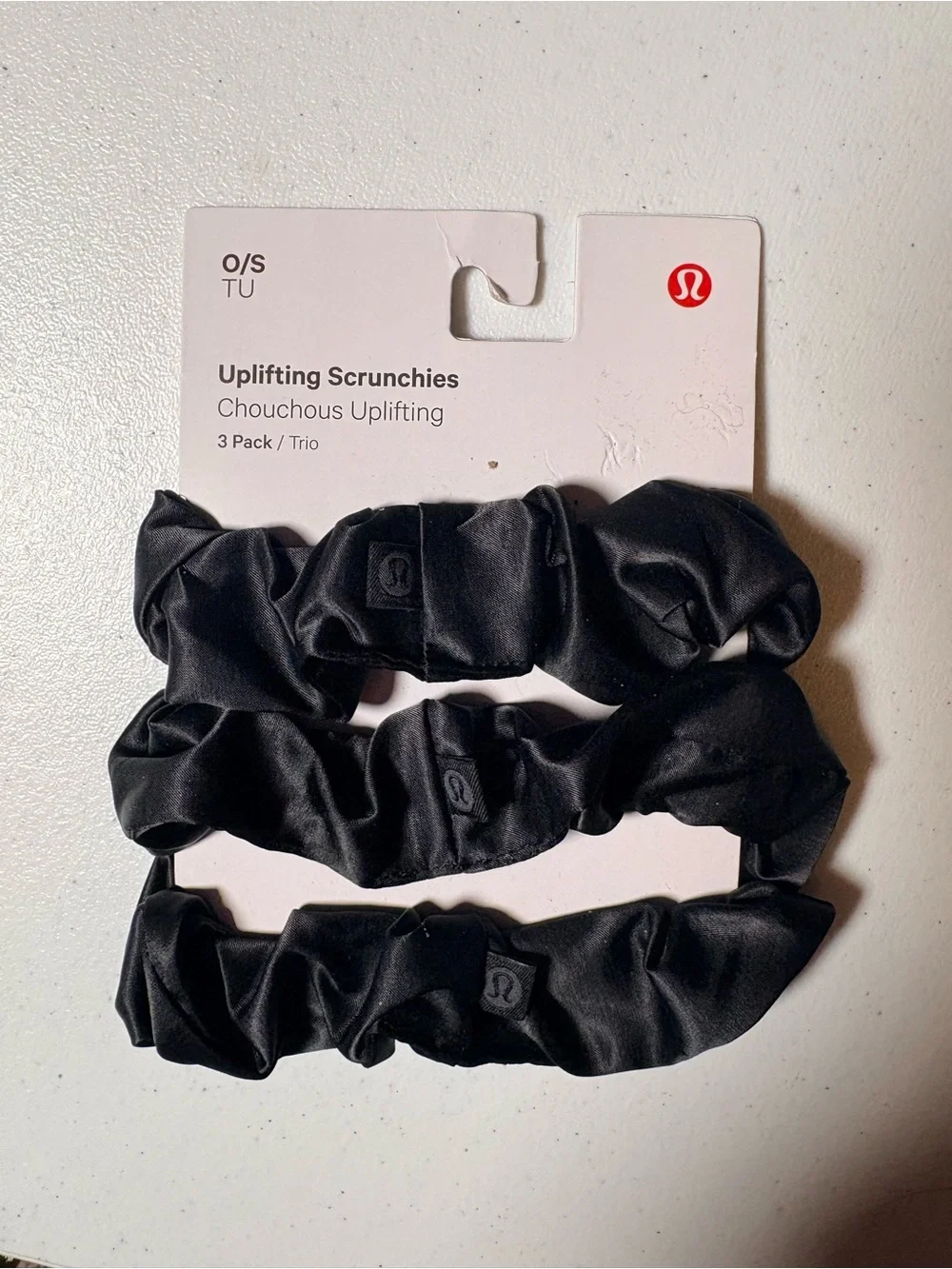 Lululemon Uplifting Scrunchies 3 pack Black   Satin. NWT